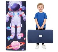 Saco de dormir cálido para niños con cojín extraíble, colchoneta plegable para dormir para niñas y niños, manta con doble cremallera para camping, escuela, guardería (astronauta)