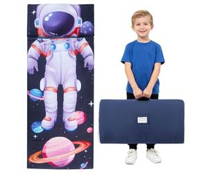 Saco de dormir cálido para niños con cojín extraíble, colchoneta plegable para dormir para niñas y niños, manta con doble cremallera para camping, escuela, guardería (astronauta)
