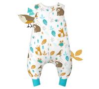 Saco de Dormir con Piernas Extendidas para Bebé 1.0 Tog, Transpirable Suave Saco de Dormir 100% Algodón Sin Mangas Pijama Manta Toda la Temporada para Niños, 80/2-3 Años Verde