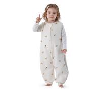 Saco de Dormir con Piernas para Bebé 1.5 TOG,cremallera de 2 vías, Saco de Dormir sin Mangas de Algodón súper suave para Niños Niñas Unisex (zanahoria, L)