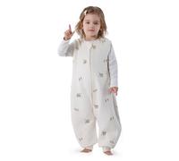 Saco de Dormir con Piernas para Bebé 1.5 TOG,cremallera de 2 vías, Saco de Dormir sin Mangas de Algodón súper suave para Niños Niñas Unisex (oso, M)