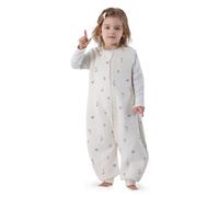 Saco de Dormir con Piernas para Bebé 1.5 TOG,cremallera de 2 vías, Saco de Dormir sin Mangas de Algodón súper suave para Niños Niñas Unisex (florero, L)