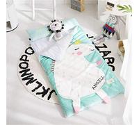 Saco de dormir de algodón + terciopelo con impresión de orejas nido de ángel para niños y bebés, manta suave para escuela, transporta regalo, nacimiento, Navidad, bautizo, niño Licorne bleu