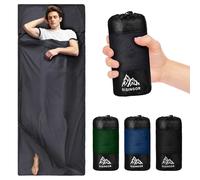 Saco de dormir de algodón ultraligero, saco de dormir de viaje con cremallera de dos vías, de algodón, con compartimento para almohada, para camping, senderismo (gris oscuro)