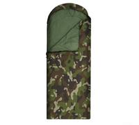 Saco de dormir de camuflaje con cremallera de doble cara, tela de poliéster transpirable y carcasa impermeable, perfecto para camping, senderismo o uso en interiores (0,95 kg (180 + 30) x 75 cm