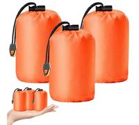 Saco de Dormir de Emergencia, 3 Piezas Manta Termica Supervivencia, Manta Emergencia Termica, Manta Termica de Aluminio Impermeable, Funda Vivac para Cámping Excursionismo al Aire Libre, Naranja
