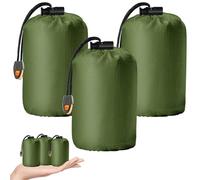 Saco de Dormir de Emergencia, 3 Piezas Manta Termica Supervivencia, Manta Emergencia Termica, Manta Termica de Aluminio Impermeable, Funda Vivac para Cámping Excursionismo al Aire Libre, Verde