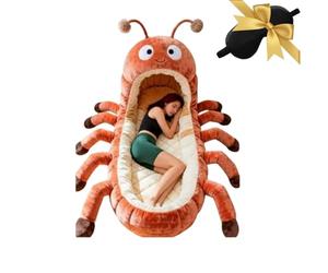 Saco De Dormir De Felpa Hugging Caterpillar, Sacos De Dormir De Animales Convertibles Suaves, Duraderos Y Lavables A Máquina For Dormitorios, Dormitorios O Salas De Estar(Orange (3D Style))