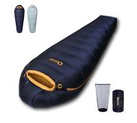 Saco de Dormir de Plumas QEZER para Adultos, 620 Fill Power, 0 Grados, Ultraligero, Saco de Dormir para Clima frío, con Bolsa, para mochileros, campamentos y Senderismo. (Azul Oscuro 1000g plumón)