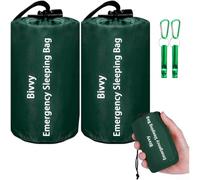 Saco de dormir de supervivencia Bivvy con diseño ligero portátil, construcción de Mylar resistente al viento y tecnología de retención de calor (juego 2)