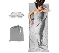 Saco de Dormir de Verano para Cabaña, 2 IN 1 Saco de Dormir Ultraligero y Compacto, Sabana Saco Dormire, Cremallera Bidireccional, Tamaño Pequeño, 200 x 90 cm (Gris)