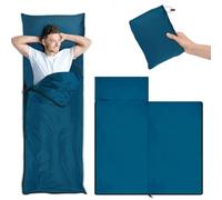 Saco de Dormir de Verano para Cabaña, 220 x 90 cm Saco de Dormir Ultraligero,Sabana Saco Dormir,Cremallera Bidireccional, Tamaño Pequeño, Color Azul
