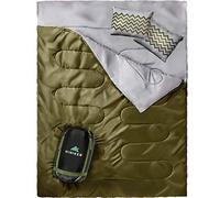 Saco de dormir doble para senderismo tamaño Queen XL Bono luz de camping para camping, senderismo y clima frío, portátil, impermeable y ligero Saco de dormir para 2 personas para adultos y