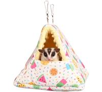 Saco de dormir hecho a mano con forma de triángulo para erizo, hámster, rata, deslizador de azúcar, jaula colgante de animales pequeños, cama tipo cueva, hamaca colgante cálida (blanco)