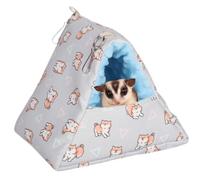 Saco de dormir hecho a mano con forma de triángulo para erizo, hámster, rata, deslizador de azúcar, jaula colgante de animales pequeños, cama tipo cueva, hamaca colgante cálida (gris)