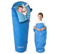 Saco de Dormir KingCamp para Niños de Franela de Algodón, Saco de Dormir Cálido y Cómodo para Edades de 6-10 Años (hasta 100-145 cm), Artículo de Camping(Azul)