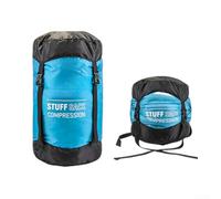 Saco de dormir para campistas y excursionistas, priorizando la el espacio y las propiedades del material resistente a la intemperie (azul lago)