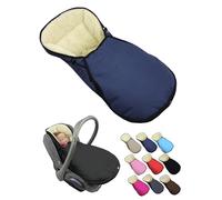 Saco de dormir para capazo [saco de invierno] para asiento de coche infantil compatible con sillas Maxi Cosi grupo 0+ lana de cordero, asiento ajustable (marino)