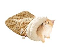 Saco de dormir para gatos, cama cálida de felpa para mascotas, de gato cerrado suave para conejos, animales pequeños, gatito, invierno, interior, dormitorio, sala de estar, balcón, clima frío