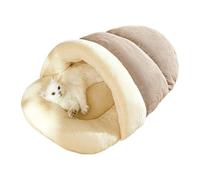 Saco de dormir para gatos - Cueva para mascotas de felpa suave, casa escondida semicerrada, diseño con forro polar cálido | Refugio seguro y relajante para el descanso invernal de Katz