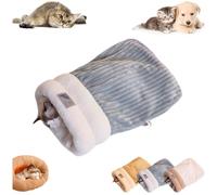 Saco de dormir para gatos de interior, acogedor saco de dormir de invierno para gatos, saco de dormir de felpa suave para gatos, cama autocálida para gatos, cueva, túnel esponjoso, escondite, saco de