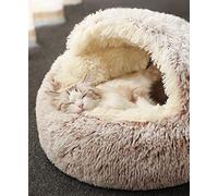 Saco de Dormir para Gatos, Manta de Lana, Almohadilla de alimentación para Mascotas, Cortinas Suaves y Antideslizantes, Lavables (café de Pelo Largo)