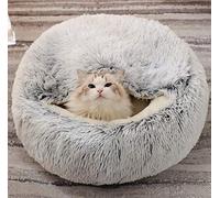 Saco de Dormir para Gatos, Manta de Lana, Almohadilla para Mascotas Independiente, Cortinas Suaves y Antideslizantes, Lavables (Terciopelo Corto Gris)