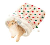 Saco de dormir para gatos para interior, cama térmica para mascotas, cueva de invierno para gatos para interiores, para casa de campo, apartamento, salón, dormitorio, Navidad, Año Nuevo