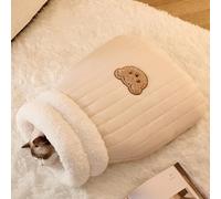 Saco de dormir para gatos, saco de dormir de invierno para gatos, cálido, saco de dormir para perros, cama para mascotas, 54 x 45 cm, cama para gatos pequeños, perros de hasta 6 kg, marrón claro, L