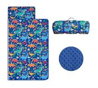 Saco de Dormir para Niños con Almohada y Manta Extra Gruesa Grande 2 en 1, Alfombrilla de Siesta para Niñas y Niños, Bolsa de Dormir Bebés para Preescolar Viajes Camping, Dinosaurio Azul