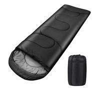 Saco de Dormir Ultraligero, 220 x 80 cm 1 kg, para Camping, Adultos, Bolsa de Dormir Cálido y Transpirable, para Primavera Verano y Otoño (Negro-1)