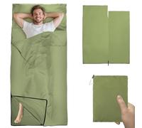 Saco de Dormir Ultraligero de Verano, Ultraligero, Tamaño Pequeño [220 x 90 cm], Verde, Outdoro Verano de Viaje, Saco de Dormir de Cabaña e Insertos