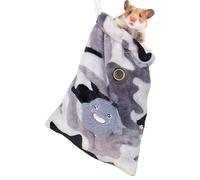 Saco de franela para hámster con cordón, bolsillo para dormir compacto, cama para animales enanos de peluche, transportín seguro, bolsillo aislado para un sueño relajante | Para animales pequeños