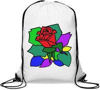 Saco de gimnasio con diseño de rosas abstractas y coloridas, con cordón, color blanco, White, Talla única