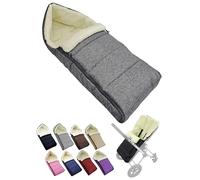 Saco de invierno para cochecito, silla de paseo o trineo, saco de bebé con lana de cordero, cálido, lavable, 108 cm (gris oscuro)