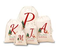 Saco de Navidad para Regalos Personalizado con Nombre, Bolsa de Regalo Personalizada con Cordón, Saco Personalizado con Nombre Bolsa de Regalos Papá Noel Personalizable