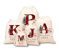 Saco de Navidad para Regalos Personalizado con Nombre, Bolsa de Regalo Personalizada con Cordón, Saco Personalizado con Nombre Bolsa de Regalos Papá Noel Personalizable