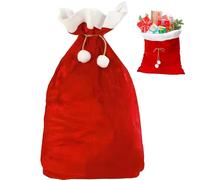 Saco de Papá Noel extra grande con ribete blanco, bolsa de regalo de Navidad con cordón rojo, 27.5 x 39.4 pulgadas, almacenamiento de terciopelo con pompones