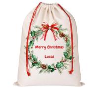 Saco de Papá Noel personalizado con corona, bolsas de regalo de Navidad personalizadas con cordón, bolsas de para regalos de vacaciones, bolsas de saco de caja de Nochebuena