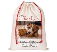 Saco de Papá Noel personalizado con inicial y nombre, monograma personalizado del alfabeto, bolsas de regalo de Navidad con cordón, bolsas de regalo de Navidad para regalos de vacaciones, bolsas de