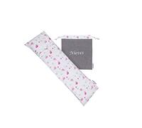 Saco de semillas de trigo personalizado bordado con funda lavable.50x16cm.Personaliza nombre y olor del saco térmico (Flores+corazones)