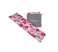Saco de semillas de trigo personalizado bordado con funda lavable.50x16cm.Personaliza nombre y olor del saco térmico (Rosas)
