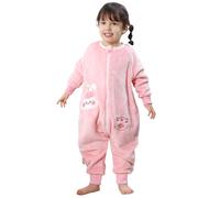 Saco Dormir Bebé con Pies Pijama Saco Bebé, Invierno Franela Pelele Ropa para Dormir con Manga Larga, Pijama Manta Bebé Niñas Niños con Cremalleras Buzo Bebé Conejo Rosa 90(18-24 Meses)