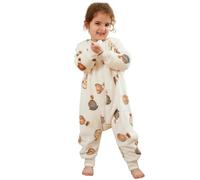 Saco Dormir Bebé con Pies Pijama Saco Bebé, Invierno Franela Pelele Ropa para Dormir con Manga Larga, Pijama Manta Bebé Niñas Niños con Cremalleras Dibujos Animados Buzo Bebé 0-6 Años
