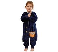 Saco Dormir Bebé con Pies Pijama Saco Bebé, Invierno Franela Pelele Ropa para Dormir con Manga Larga, Pijama Manta Bebé Niñas Niños con Cremalleras Dibujos Animados Buzo Bebé Búho 90(18-24 Meses)