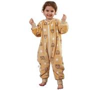 Saco Dormir Bebé con Pies Pijama Saco Bebé, Invierno Franela Pelele Ropa para Dormir con Manga Larga, Pijama Manta Bebé Niñas Niños con Cremalleras Dibujos Animados Buzo Bebé 0-6 Años