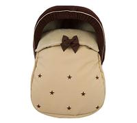 Saco funda polar de invierno universal grupo 0 maxicosi + capota en pelo corto y ecopiel con estrellas bordadas. Camel/chocolate