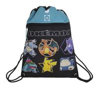 CyP Brands- Pokémon-Mochila, Saco, Bolsa con cuerdas, Geo, Color negro,Producto Oficial