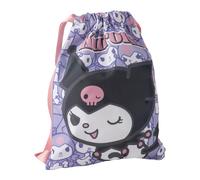 Saco Mochila Escolar Kuromi Hello Kitty Niña - Saquito Infantil Morado con Cierre de Cordón y Tirantes, 27 x 33 cm, 100% Poliéster, Licencia Oficial, Ideal para Cole y Actividades