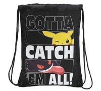 Pokémon – Mochila saco juvenil – Diseño Pokémon – Asas regulables – Negro